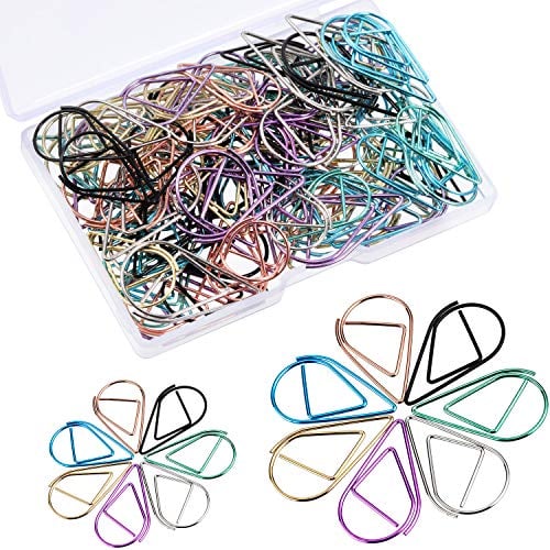 Book Cover Frienda 105 Pieces Multicolor Paperclips Metal Paper Clips for School Office Supplies (Size A)