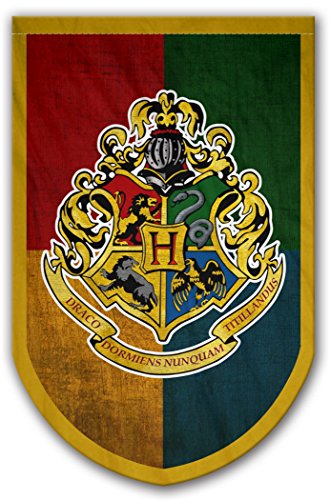 Book Cover Harry Potter Style Banner - Hogwarts Flag 37x24 in - Printed on Both Sides - Durable Enough for Outside Conditions - Perfect Barware Man Cave Gift - Unique HP Collectible Accessories