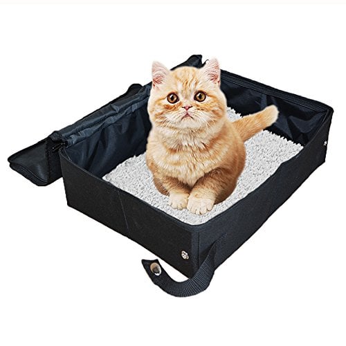 Book Cover Petleader Collapsible Portable Cat Litter Box Black for travel Light Weight Foldable