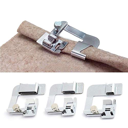 Book Cover ANYQOO 3 Sizes Rolled Hem Pressure Foot Sewing Machine Presser Foot Hemmer Foot Set (1/2 Inch, 3/4 Inch, 1 Inch) for Singer, Brother, Janome and Other Low Shank Adapter (Rolled Hem Presser Feet)