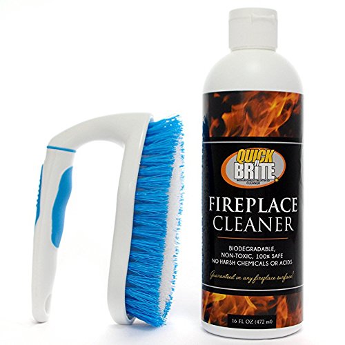 Book Cover Fireplace Cleaner Kit by Quick 'n Brite, 16 oz - Brick soot and Smoke Cleaning; Includes Free Brush; Non Toxic Cleans Glass, Brick, Tile, Stone, River Rock Removes soot, Smoke, Creosote & More