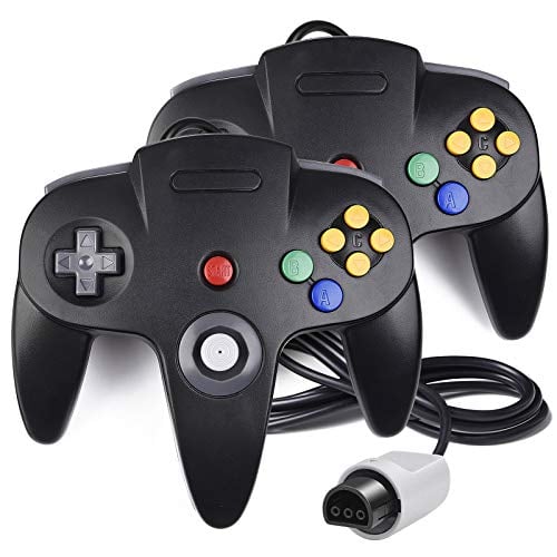 Book Cover 2 Pack N64 Controller, iNNEXT Classic Wired N64 64-bit Game pad Joystick for Ultra 64 Video Game Console N64 System (Black)