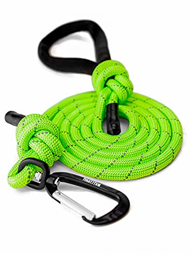Book Cover Mighty Paw Rope Dog Leash, Premium Climbers Rope, 6 Foot Long with Reflective Stitching, Climbers Carabiner Clip (6 Feet, Green)