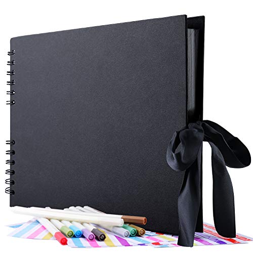 Book Cover Gotideal 80 Pages DIY Scrapbook Album Craft Paper Wedding and Anniversary Photo Album Family Scrapbook DIY Accessories and Scrapbooking Supplies(Black)â€¦