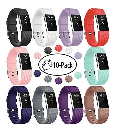 Book Cover Fundro Replacement Bands Compatible with Fitbit Charge 2, Classic & Special Edition Adjustable Sport Wristbands Small Large