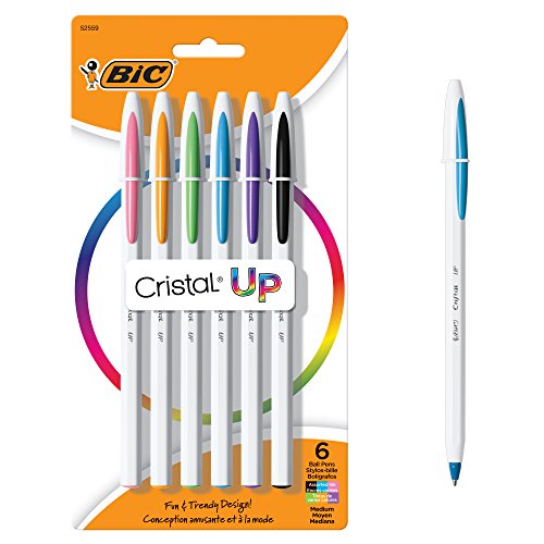 Book Cover BIC Cristal Up Ballpoint Pen, Medium Point (1.2mm), Assorted Colors, 6-Count