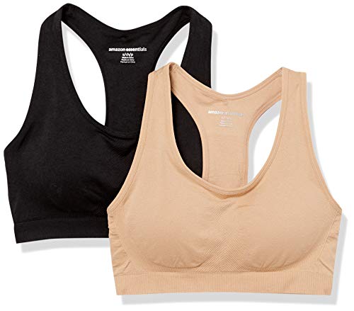 Book Cover Amazon Essentials Women's Light-Support Seamless Sports Bras, Pack of 2