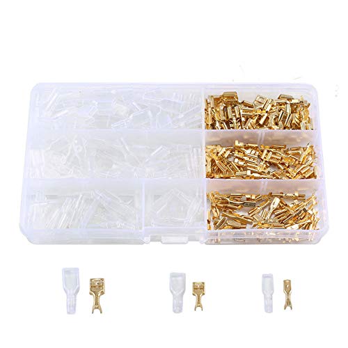 Book Cover ManYee 300pcs 2.8/4.8/6.3mm Female Spade Connectors for Car Audio Speaker Brass Crimp Terminals Spade Electrical Crimp Connector Kit with Insulating Sleeve Quick Wire Splice Terminal AWG 22-14 Gauge