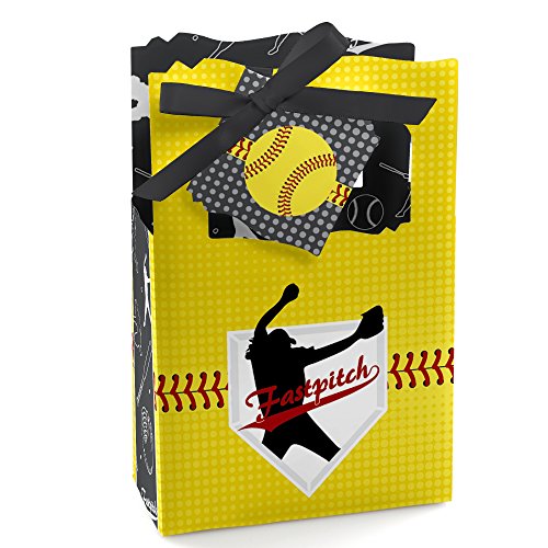 Book Cover Grand Slam - Fastpitch Softball - Birthday Party or Baby Shower Favor Boxes - Set of 12