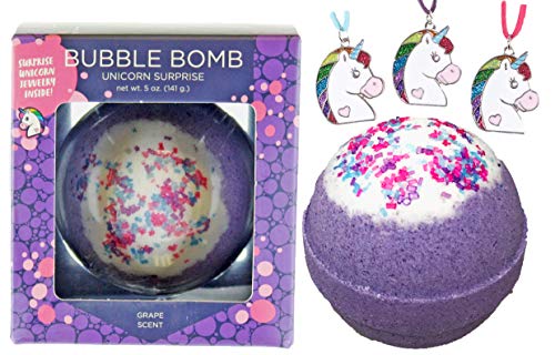 Book Cover Unicorn Bubble Bath Bomb for Girls with Surprise Kids Necklace Inside by Two Sisters Spa. Large 99% Natural Fizzy in Gift Box. Moisturizes Dry Sensitive Skin. Releases Color, Scent, Bubbles.