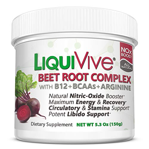 Book Cover LiquiVive Beet Root Juice Powder - Nitric Oxide Booster Supplement | with BCAA Amino Acids, Vitamin B12 & L-Arginine | N.O. Amino Energy Drink Mix for Immune Support, Endurance, Libido & Circulation