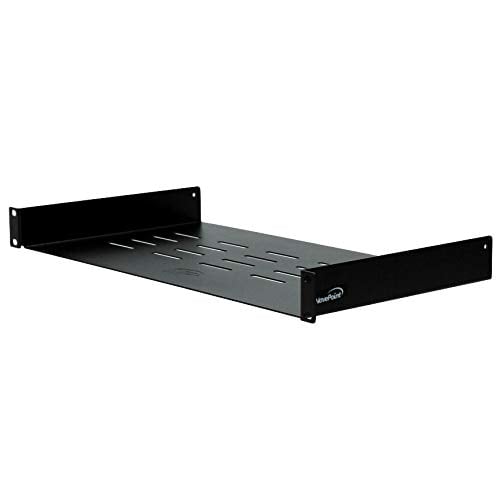 Book Cover NavePoint Universal Rack Tray Vented Shelves 1U Black 10 Inches (250mm deep) No Lip