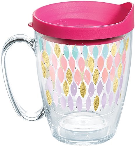 Book Cover Tervis 1288139 Metallic Touch Tumbler with Wrap and Fuchsia Lid 16oz Mug, Clear