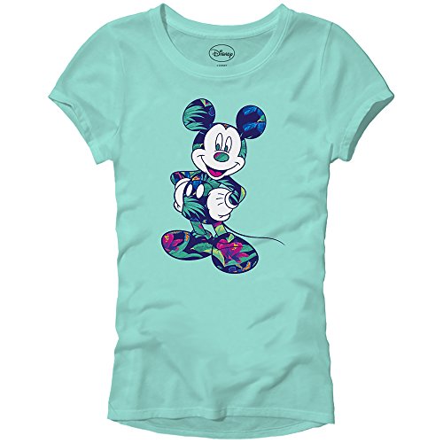 Book Cover Disney Mickey Mouse Tropical Mint Green Disneyland World Tee Funny Humor Women's Juniors Slim Fit Graphic T-Shirt Apparel