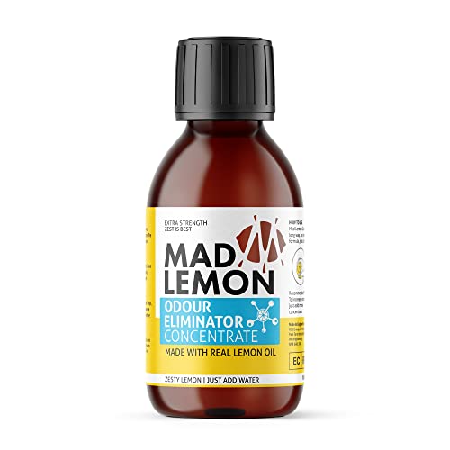 Book Cover Mad Lemon Pet Odor Eliminator and Neutralizer - Industrial Strength 8oz Concentrate - Makes 1 Gallon - Great for Cat & Dog Odors, Urine, Carpet, Dead Rodent Odor, Mouse, Rat, Sewer, Garbage, Trash Can