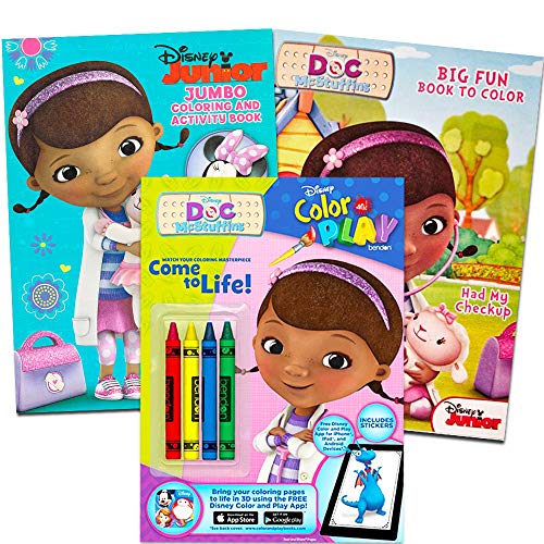 Book Cover Disney Junior Doc McStuffins Coloring Book Super Set - Bundle with 3 Books with Stickers and Crayons (Doc McStuffins Party Supplies)