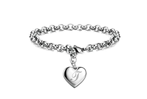 Book Cover Monily Initial Charm Bracelets for Girls Letters T Bracelet for Teen Girls Jewelry for Girls Gifts for Teenage Girls Valentines Gifts for Girls