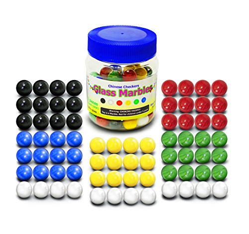 Book Cover Super Value Depot Chinese Checkers Glass Marbles. Set of 72, 12 Each Color. Size 9/16” (14mm), with Practical Container.