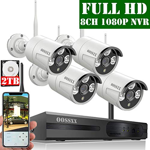 Book Cover 【2019 Update】 OOSSXX 8-Channel HD 1080P Wireless Security Camera System,4Pcs 1080P 2.0 Megapixel Wireless Indoor/Outdoor IR Bullet IP Cameras,P2P,App, HDMI Cord & 2TB HDD Pre-Install