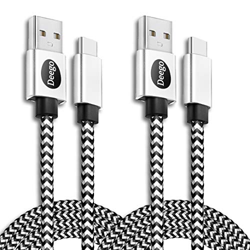 Book Cover USB Type C Cable, 2Pack Extra Long USB A to USB C Fast Charger Cable 10Ft 6Ft, DEEGO Nylon Braided USB C Cord for Samsung Galaxy S10 S9 A10e A20 A21 S8 A51 A01, Note 10 9,LG V60 V50 V40,Google Pixel