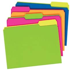 Book Cover Pendaflex Glow File Folders, Twisted Twin Tabs, 1/3 Cut, Letter Size, Assorted Colors, Pack of 24