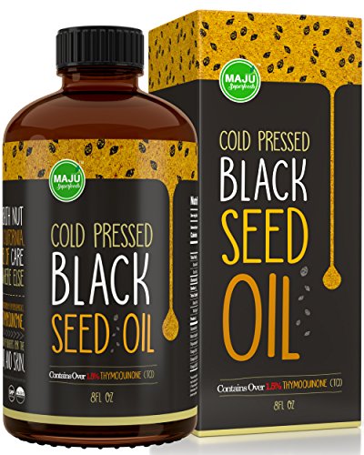 Book Cover MAJU's Black Seed Oil: 3X% Thymoquinone, Cold Pressed, no Pesticides, 100% Turkish Black Cumin Nigella Sativa Seed Oil (Better Than Organic), Non-GMO, 100% Liquid Pure Blackseed Oil, Glass Bottle