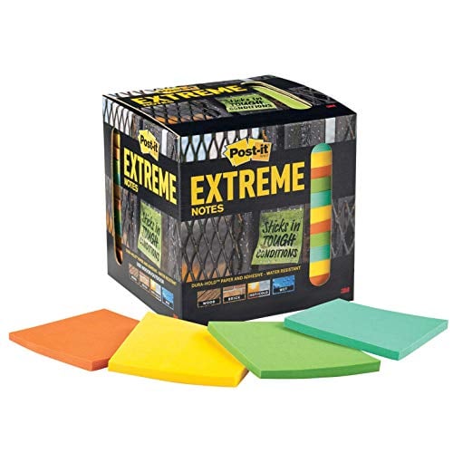 Book Cover Post-it Extreme Notes, 3x3 inch, 12 Pads, Stop Re-work on the Job, Works in 0 - 120 degrees Fahrenheit, 100X the holding power, Green, Orange, Mint, Yellow