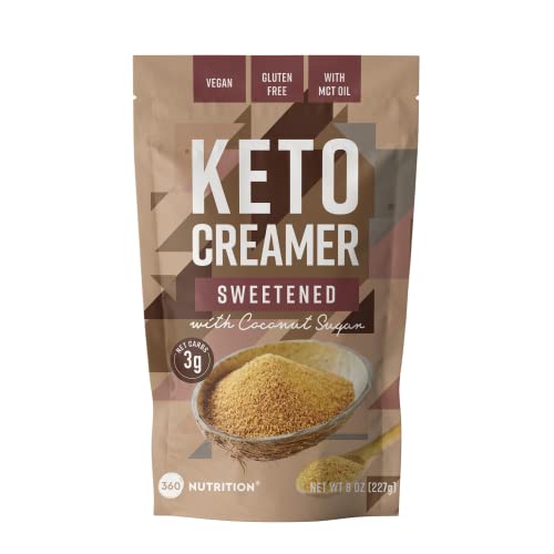 Book Cover 360 Nutrition Keto Coffee Creamer with MCT Oil Powder, Gluten Free, Vegan, Sweetened with Coconut Sugar, Low Carb Non Dairy Creamer for Keto Diet with 3g Net Carbs, No Added Sugar, 45 Servings, 8 oz