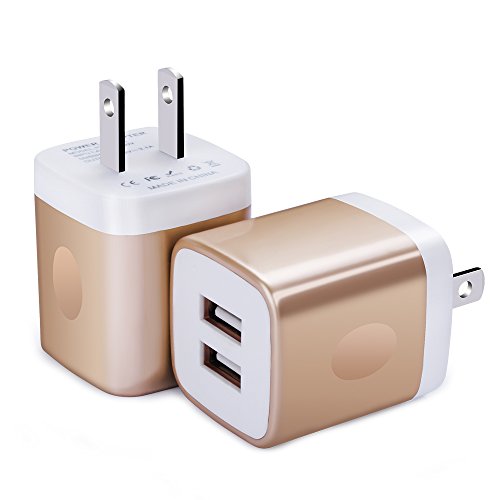 Book Cover Wall Charger, FiveBox 2-Pack Dual Port USB Wall Charger Brick Plug Charger Box Charging Base 2.1A Charging Block Phone Charger Cube for iPhone X/8/6/6s/7 Plus, iPad, Samsung S8 S7 S6, Android, LG, ZTE