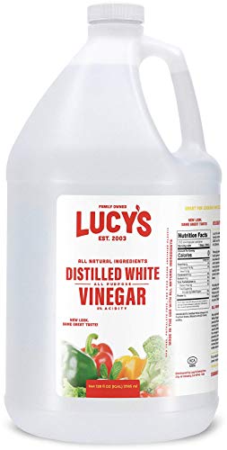Book Cover Lucy's Family Owned - Natural Distilled White Vinegar, 1 Gallon (128 oz) - 5% Acidity