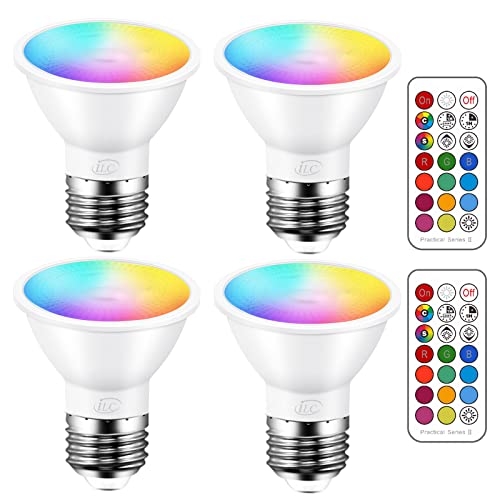 Book Cover ILC Par16 LED Light Bulbs 40 Watt Equivalent Color Changing E26 Screw 45°, 12 Colors Dimmable Warm White 2700K RGB LED Spot Light Bulb with 5W Remote Control,(Pack of 4)