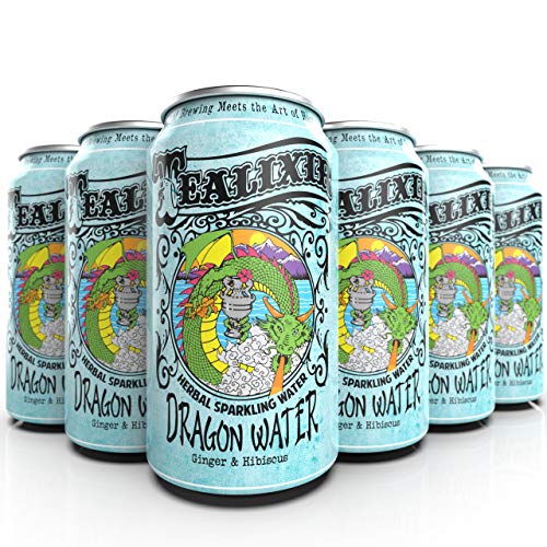 Book Cover TEALIXIR HERBAL SPARKLING WATER - Dragon Water - Inspired By Traditional Chinese Medicine, This Herbal Water Features Ginger & Hibiscus ~ 12 PACK