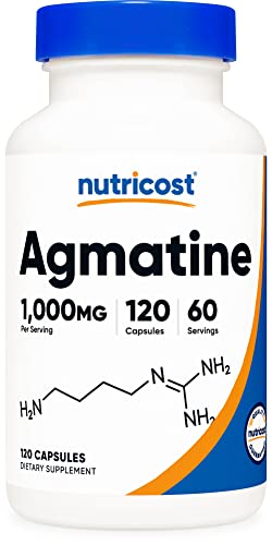 Book Cover Nutricost Agmatine Sulfate 1000mg, 120 Capsules - Gluten Free, Non GMO, 500mg Per Capsule