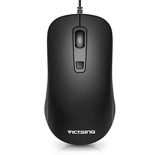 Book Cover VicTsing 4-Button Wired USB Optical Mouse with 5ft Cord, Computer Mouse with 3 Adjustable DPI Level (1000/1600/2000), Compatible with PC, Mac, Desktop and Laptop- Black