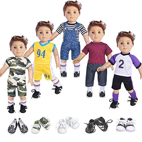 Book Cover Ebuddy Doll Clothes and Accessories Boy Doll Clothes and Shoes 5 Outfits and 2 Pairs Shoes for 18 inch Boy Dolls