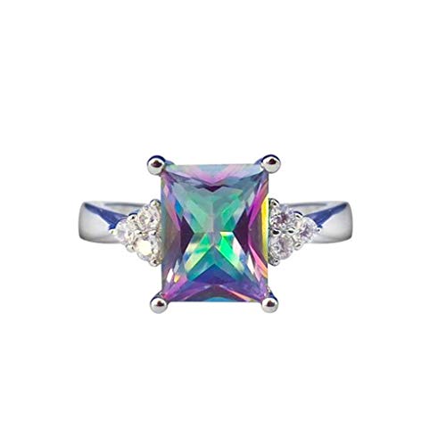 Book Cover Lightning Deals Rings,Women Princess Cut Mystic Rainbow Rings Engagement Diamond Rings Jewelry Gift