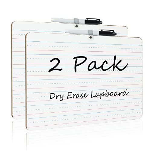 Book Cover Grope Dry Erase Lapboard with A Pen, Double Sided, Portable Learning Board White/Plain Writeboards Mini Lapboards 9 x 12 Inches, Set of 2