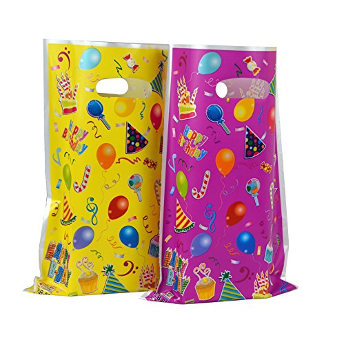 Book Cover KEXMY Plastic Party Favor Bags Assorted Colors 48 pcs (Balloon)