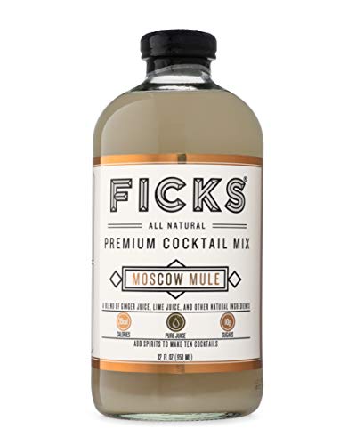 Book Cover Ficks Moscow Mule Premium Cocktail Mix (1-Pack) - Real Ginger Juice & Lime Makes 10 Drinks per Bottle, All Natural, Low in Sugar & Calories - Perfect with Vodka, Whiskey, or Tequila