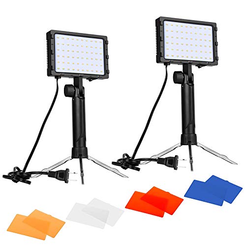 Book Cover Emart 60 LED Continuous Portable Photography Lighting Kit for Table Top Photo Video Studio Light Lamp with Color Filters - 2 Packs