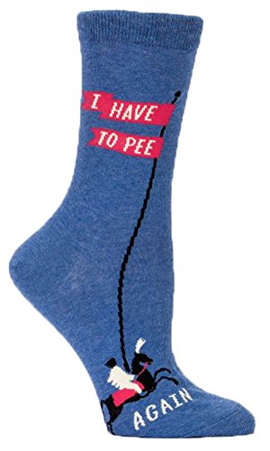 Book Cover Blue Q Unisex-Adult I Have to Pee Again Crew Socks Womens Shoe Size 5-10