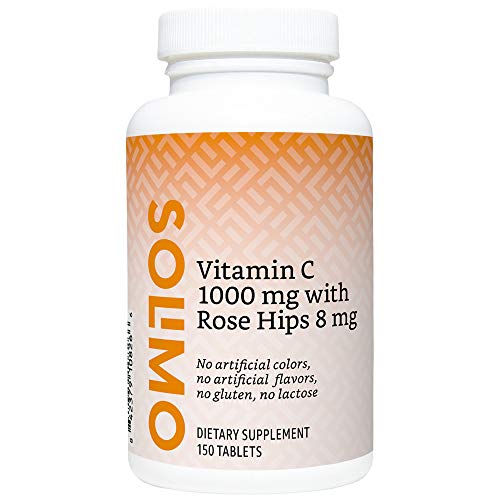 Book Cover Amazon Brand - Solimo Vitamin C 1000 mg with Rose Hips 8 mg, 150 Tablets, Five Month Supply (Packaging may vary)