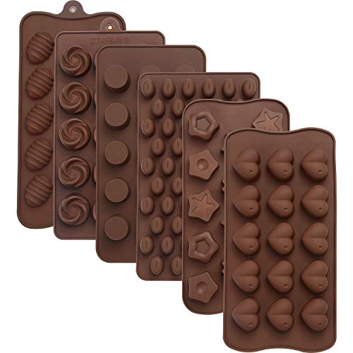 Book Cover Maxdot 6 Pieces Silicone Chocolate Mold Cake Cookie Mould Candy Baking Mold for Chocolate Cake DIY