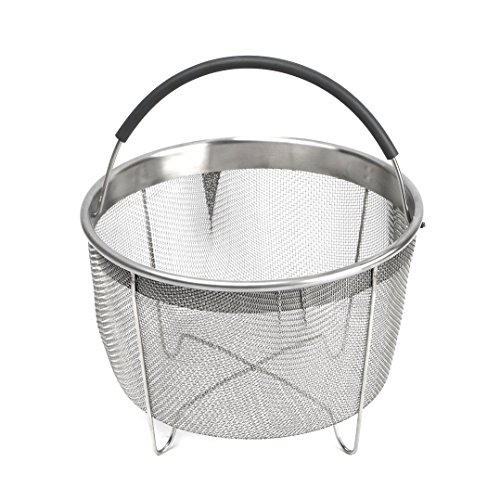 Book Cover kaviatek B47D Pressu Stainless Steel Steamer Basket with Handle for Instant Pot Accessories 6qt 8qt Pressure Cooker, Made, Silver