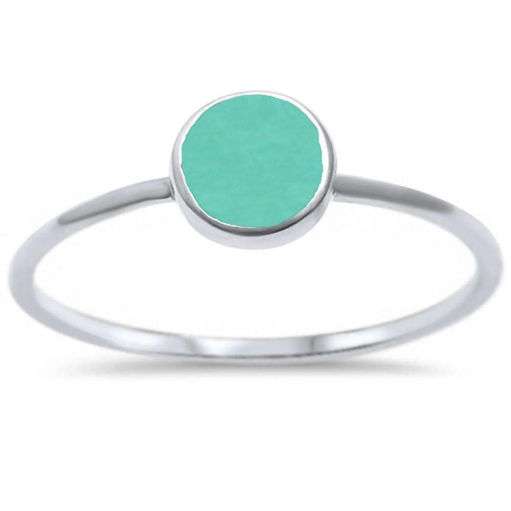 Book Cover Oxford Diamond Co Sterling Silver Round Simulated Gemstone Ring Sizes 4-11 Simulated Turquoise 5