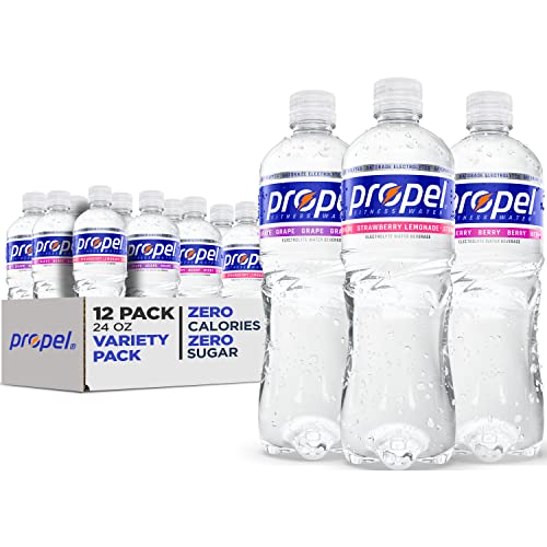 Book Cover Propel, 3 Flavor Variety Pack, Zero Calorie Water Beverage with Electrolytes & Vitamins C&E, 24 Fl Oz (Pack of 12)