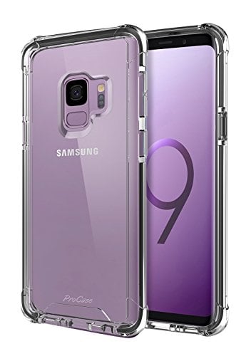 Book Cover ProCase Galaxy S9 Case, Slim Hybrid Crystal Clear TPU Bumper Cushion Cover with Reinforced Corners, Transparent Scratch Resistant Rugged Cover Protective Case for Galaxy S9 2018 â€“Clear