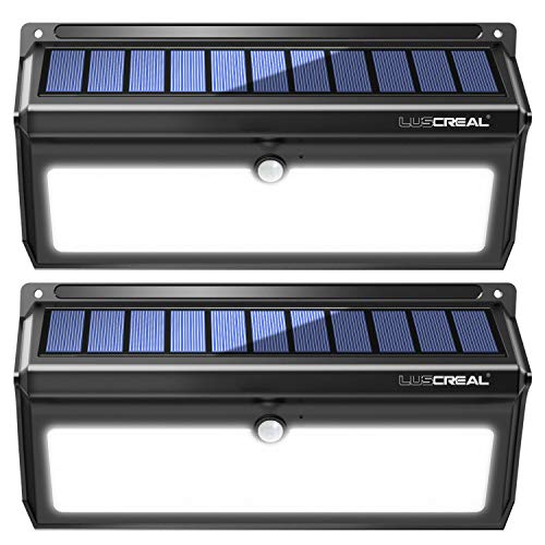 Book Cover Solar lights Outdoor, Luscreal Super Bright 100 LED Solar Motion Sensor Security Wall Lights for Front Door Back Yard Garage Deck Porch Step Stair Garden Fence Driveaway Patio (2000LM, 2PACK)