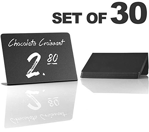 Book Cover 30 Pack Rustic Mini Chalkboard Signs - Easy To Write And Wipe Out - For Liquid Chalk Markers And Chalk - Small Plastic Message Board Signs - Table Numbers - Food Labels For Party - Small Chalkboard