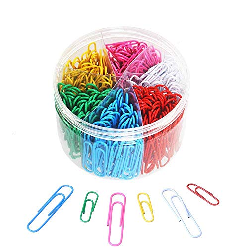 Book Cover Paper Clips, OUHL 450 Pieces Colored Paperclips, Medium 28mm and Jumbo Sizes 50mm, 6 Assorted Colors Office Clips for School Personal Document Organizing Professional Work